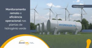 Image of tanks and wind turbines representing green hydrogen plants.